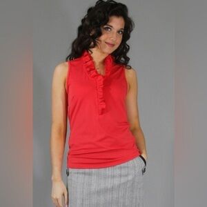 WEAR to WIN Red Sleeveless Ruffle Collar Lightweight Golf‎ Shirt Size XL